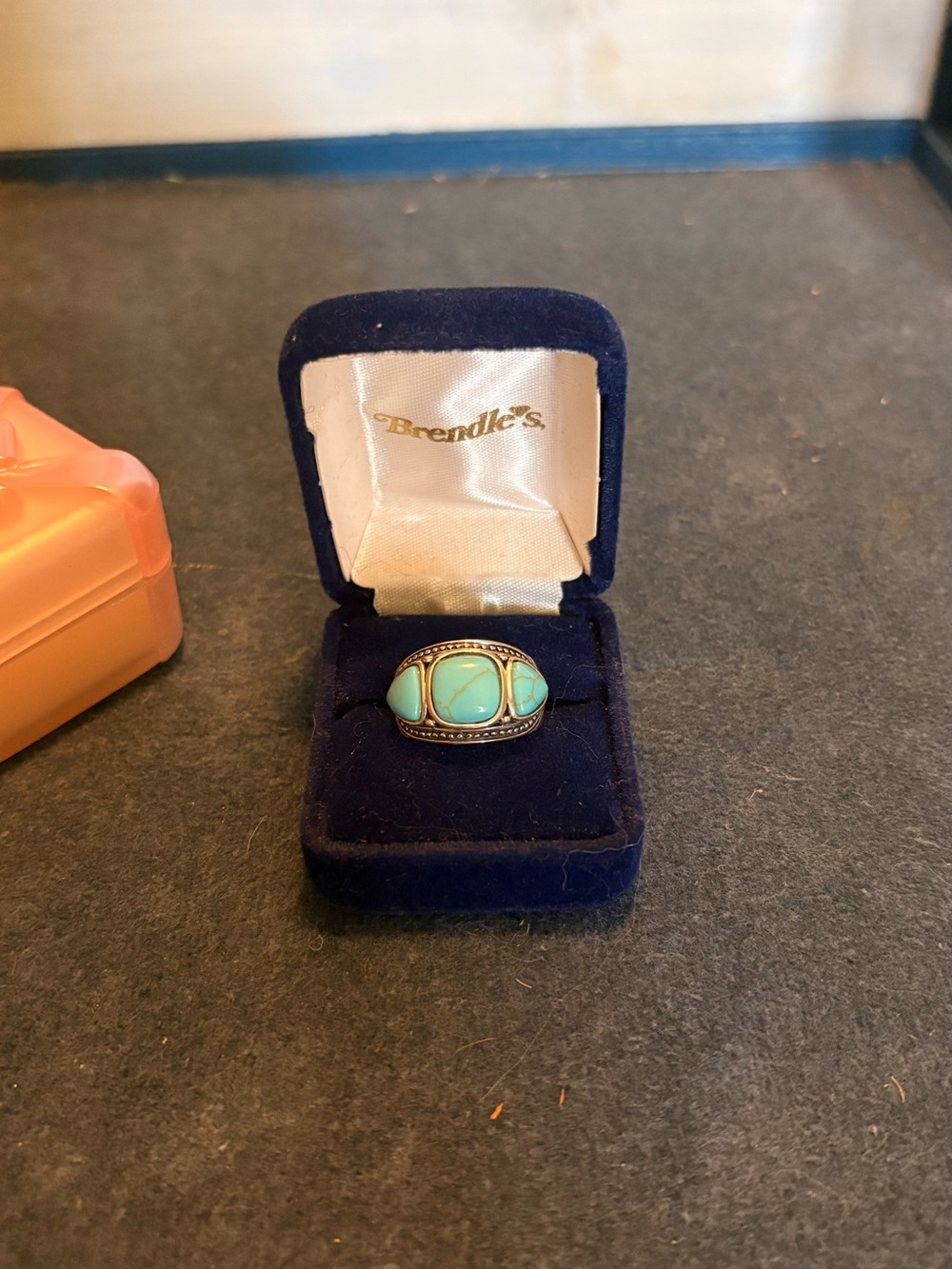 Vintage 925 Sterling Silver Turquoise 3 Stone Ring Southwestern Size 9 Signed
